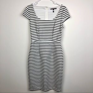 Victoria’s Secret White and Black Striped Stretch Bodycon Short Sleeve Dress 6